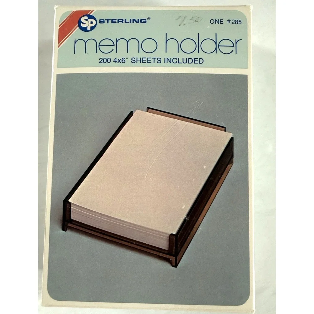 Sterling Plastics High Luster Smoke #285 Memo Holder 200 4x 6 Sheets VTG USA NOS